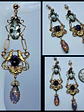 Victorian style Prasiolite, Opal and purple Amethyst lovebirds earrings -       #Be072 - thumbnail 1