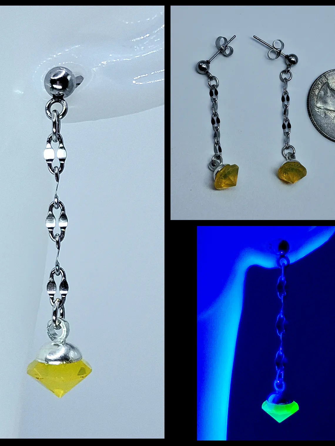 Unique Art Deco style, long dangle earrings -       #Be073 1