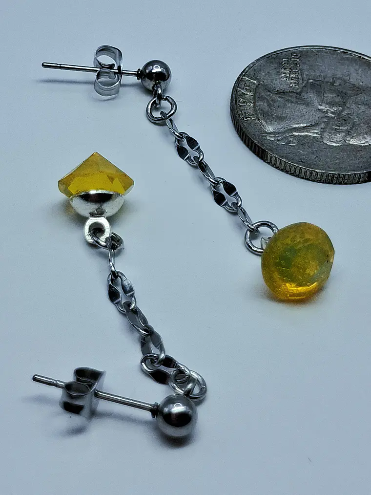 Unique Art Deco style, long dangle earrings -       #Be073 5
