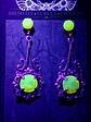 Stunning Art Deco style Yellow Opal Uranium glass earrings -           #Be074 - thumbnail 2