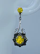 Stunning Art Deco style Yellow Opal Uranium glass earrings -           #Be074 - thumbnail 1