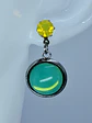 Contemporary Yellow and green opal Uranium glass earrings -      #Be075 - thumbnail 1