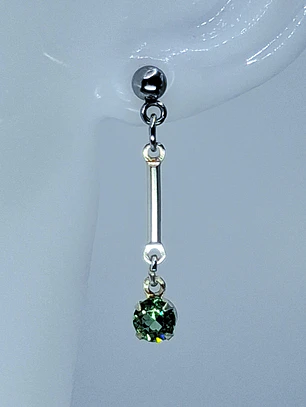 Delicate silver Apple green Uranium glass earrings  -          #Be076