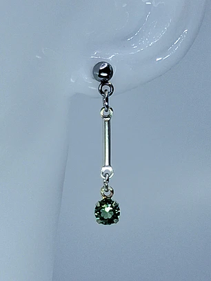 Delicate silver Apple green Uranium glass earrings  -          #Be076