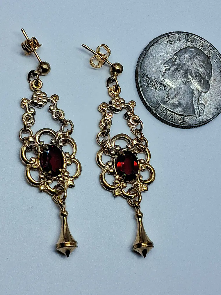 Beautiful Victorian Garnet earrings  -             #Be077 4