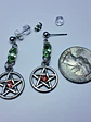 Gothic Pentagram earrings with Pink and Green Uranium glass -        #Be078 - thumbnail 6