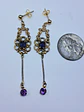 Victorian style, Long Iolite and amethyst earrings -         Be080 - thumbnail 6