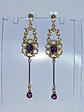Victorian style, Long Iolite and amethyst earrings -         Be080 - thumbnail 5