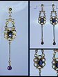 Victorian style, Long Iolite and amethyst earrings -         Be080 - thumbnail 1