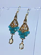 Art Deco Chrysoprase glass and natural citrine earrings -        #Be081 - thumbnail 3