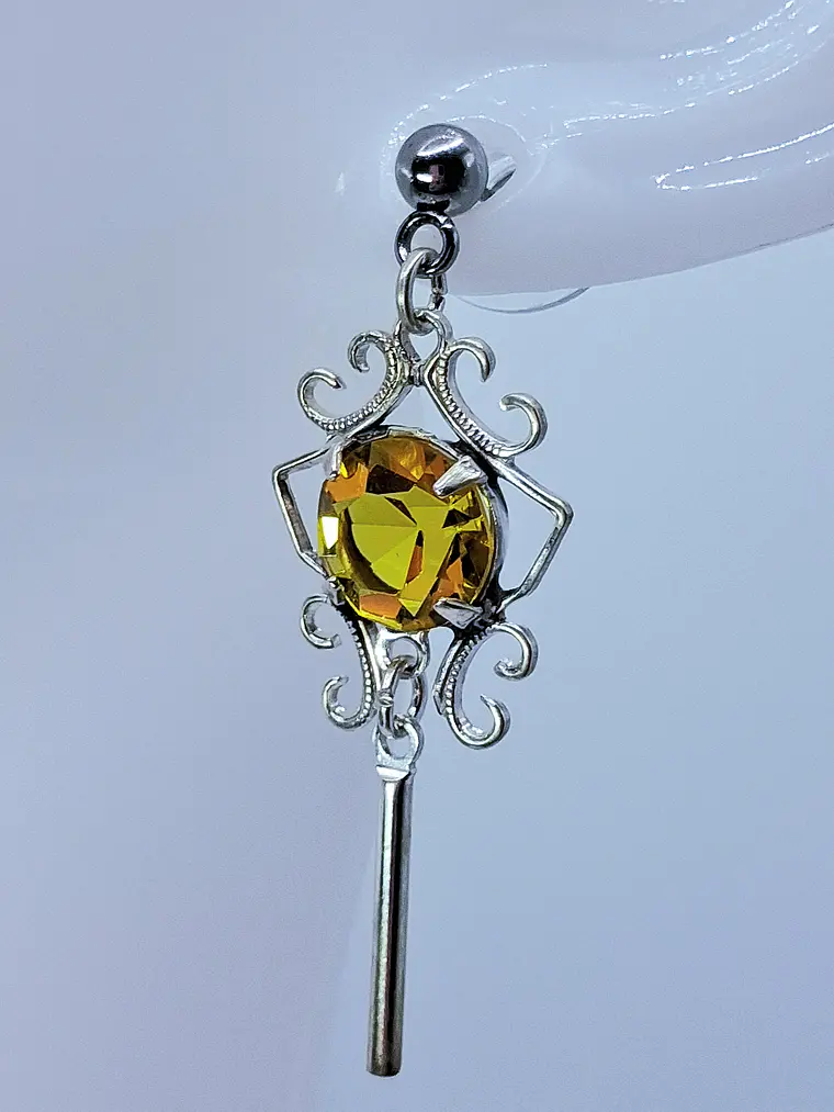 Art Deco style , Yellow topaz Cadmium glass earrings -          Be083 3