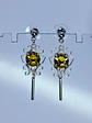 Art Deco style , Yellow topaz Cadmium glass earrings -          Be083 - thumbnail 4