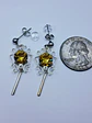 Art Deco style , Yellow topaz Cadmium glass earrings -          Be083 - thumbnail 7