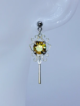 Art Deco style , Yellow topaz Cadmium glass earrings -          Be083