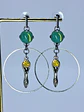 Moon Goddess Green and Yellow opal Uranium glass earrings -       #Be085 - thumbnail 3