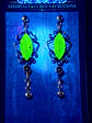 Beautiful, floral Tourmaline green Uranium glass earrings -         #Be086 - thumbnail 6