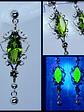 Beautiful, floral Tourmaline green Uranium glass earrings -         #Be086 - thumbnail 1