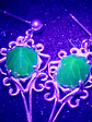 Art deco style Rare Black topaz uranium glass earrings -         #Be087 - thumbnail 5