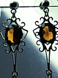 Art deco style Rare Black topaz uranium glass earrings -         #Be087 - thumbnail 3