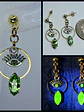 Silver & Gold plated Eye of protection, Uranium glass earrings -      #Be021 - thumbnail 1
