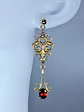 Beautiful feminine Victorian style Red garnet earrings -         Be089 - thumbnail 2