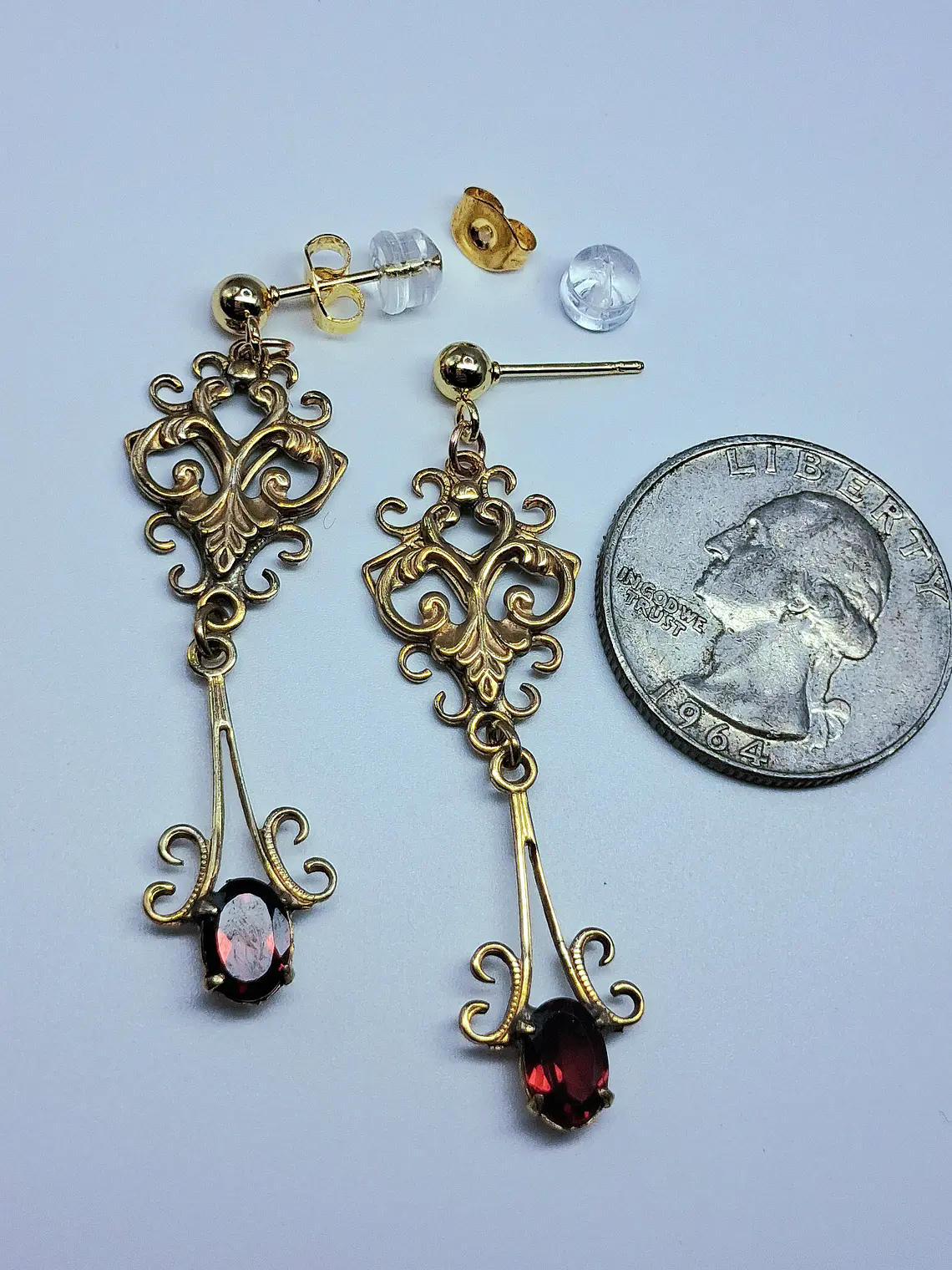 Beautiful feminine Victorian style Red garnet earrings -         Be089 6