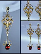 Beautiful feminine Victorian style Red garnet earrings -         Be089 - thumbnail 1