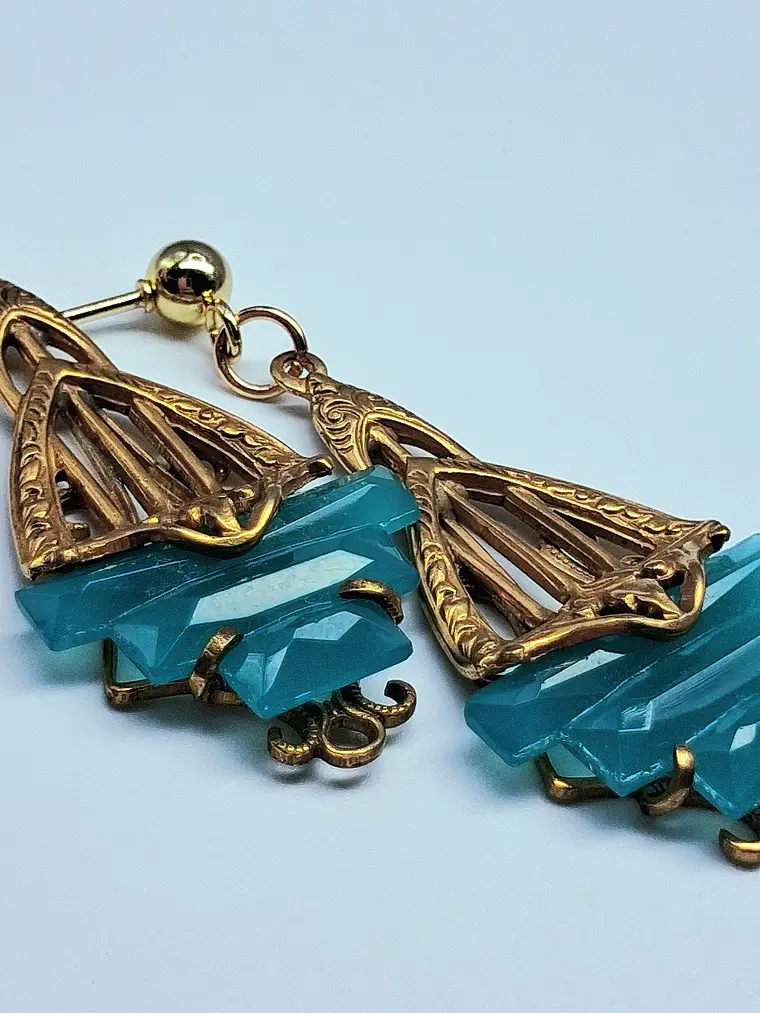 Art Deco Chrysoprase earrings -         #Be090 6