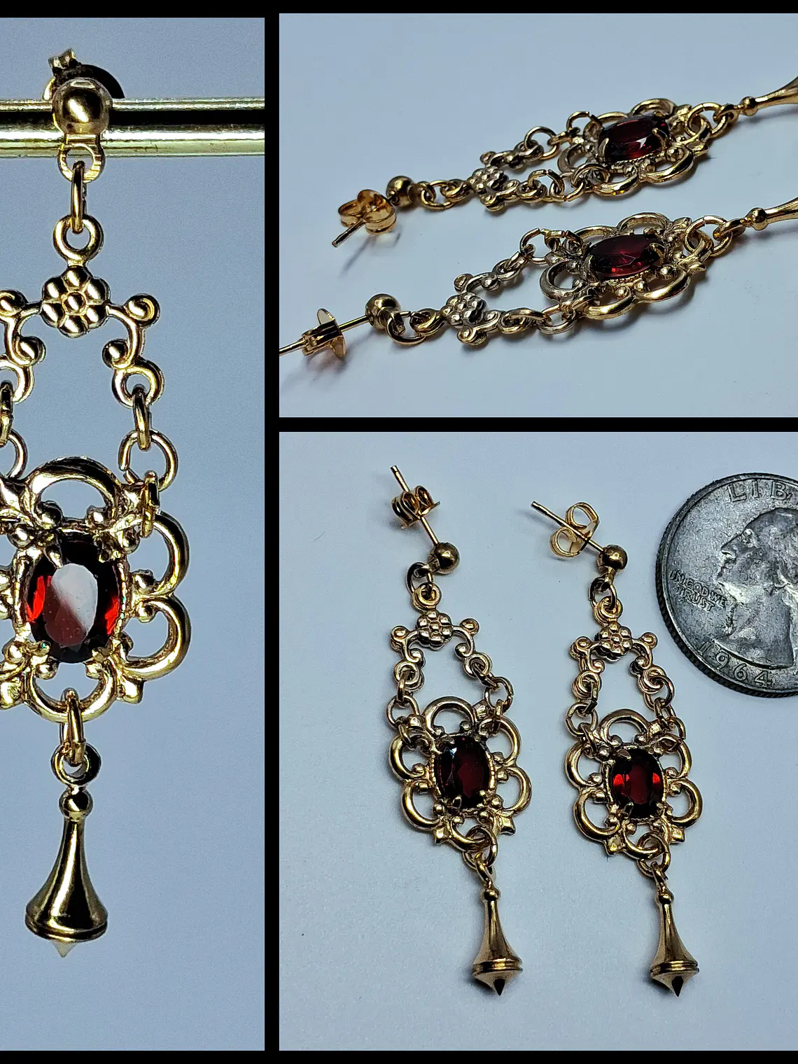 Beautiful Victorian Garnet earrings  -             #Be077 1