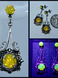 Stunning Art Deco style Yellow Opal Uranium glass earrings -           #Be074 - thumbnail 1