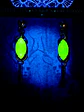 Contemporary Apple Green uranium glass dangle earrings -       #Be092 - thumbnail 6