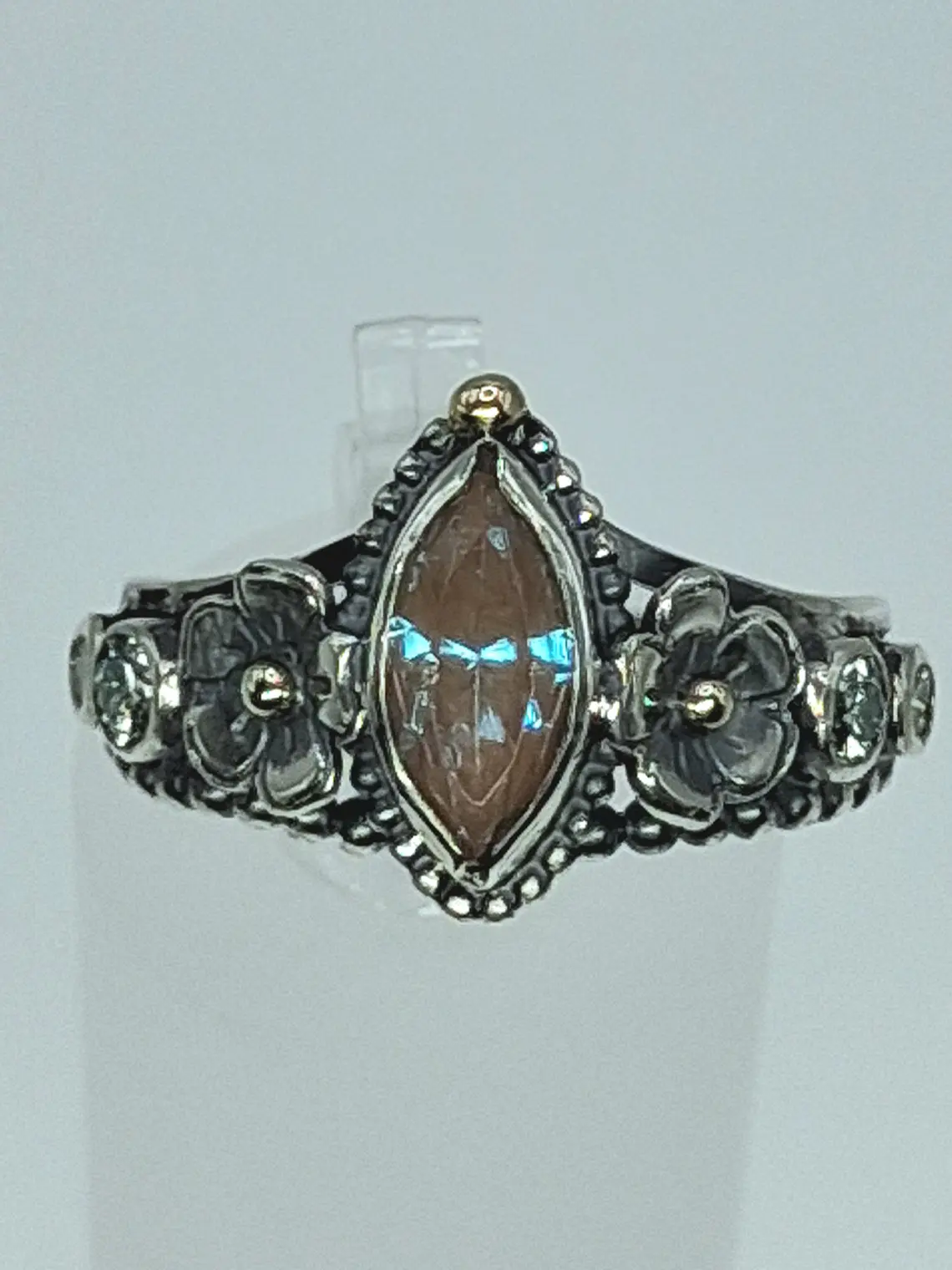 Amazing genuine Saphiret & Moisonite ring, Sterling and gold - Made to Order 3