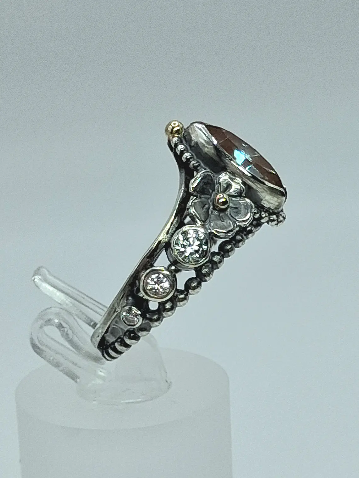 Amazing genuine Saphiret & Moisonite ring, Sterling and gold - Made to Order 4