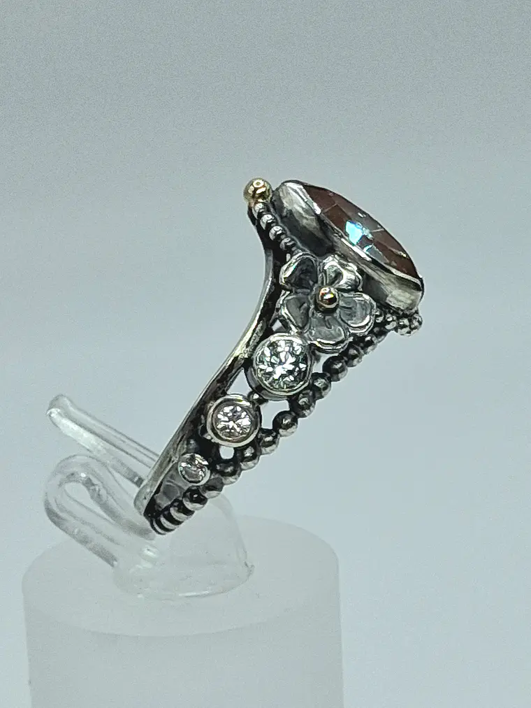 Amazing genuine Saphiret & Moisonite ring, Sterling and gold - Made to Order 4