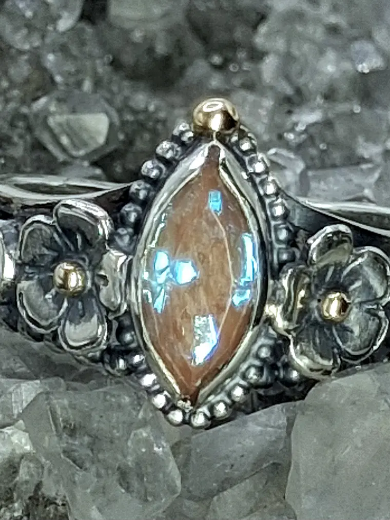 Amazing genuine Saphiret & Moisonite ring, Sterling and gold - Made to Order 5