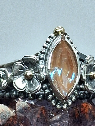 Amazing genuine Saphiret & Moisonite ring, Sterling and gold - Made to Order