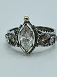 Sz7.5 - Dainty, floral 1ct Moisonite, Sterling and gold ring - VIDEO - thumbnail 1