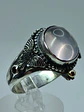 Sz7.25 - Stunning Star rose quartz Luna moth ring, Sterling and gold ring - thumbnail 3