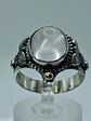 Sz7.25 - Stunning Star rose quartz Luna moth ring, Sterling and gold ring - thumbnail 6