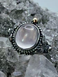 Sz7.25 - Stunning Star rose quartz Luna moth ring, Sterling and gold ring - thumbnail 8