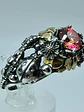 Ooak Watermelon Moissanite Ladybug ring. Sterling and gold ring - thumbnail 4