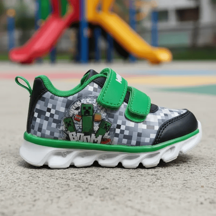 Zapatillas luces Minecraft Creepers Verde 7