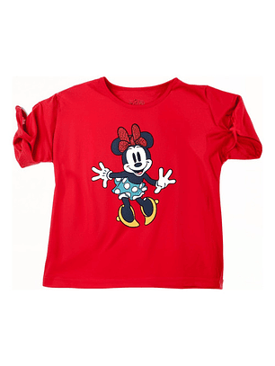Polera Minnie Mouse Niñas Algodón Manga Corta