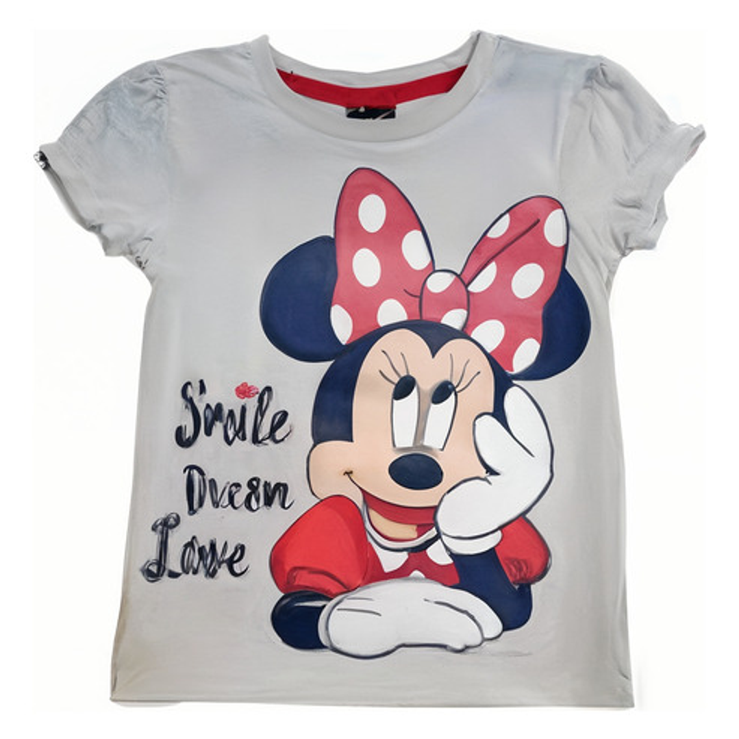Polera Minnie Mouse Niñas Algodón Manga Corta 7