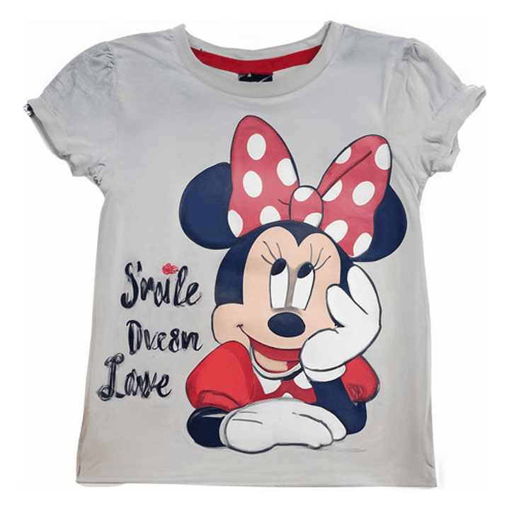 Polera Minnie Mouse Niñas Algodón Manga Corta 7