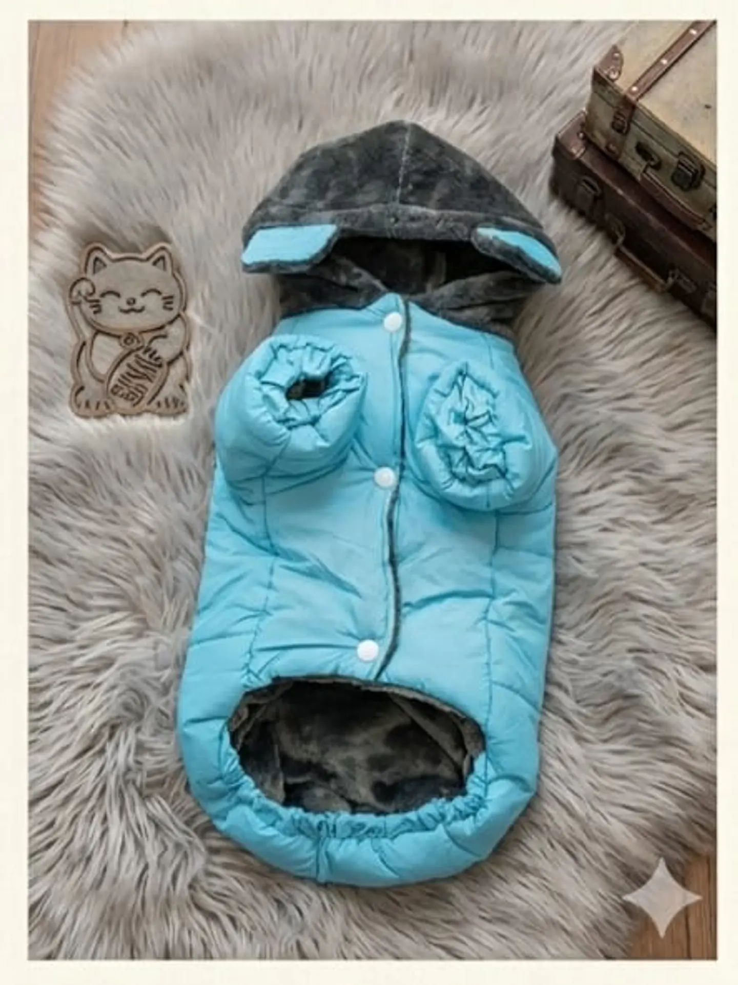 Parka Acolchada Deluxe con Capucha de Oso para Mascotas 3