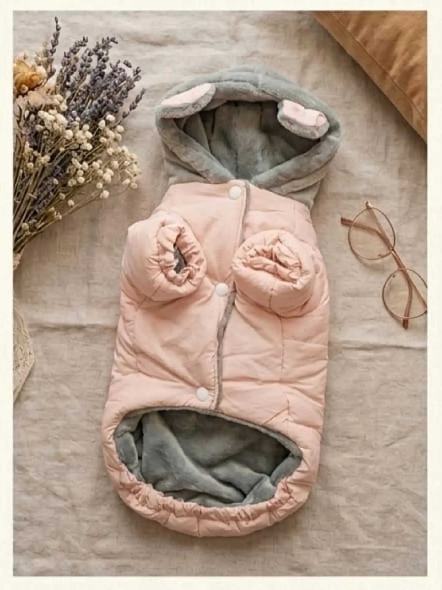 Parka Acolchada Deluxe con Capucha de Oso para Mascotas 7