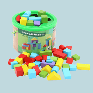 Balde Con Figuras Geométricas De Madera