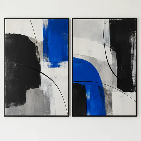 Sistema Abierto — díptico gráfico, 2 piezas de 30 × 40 cm
