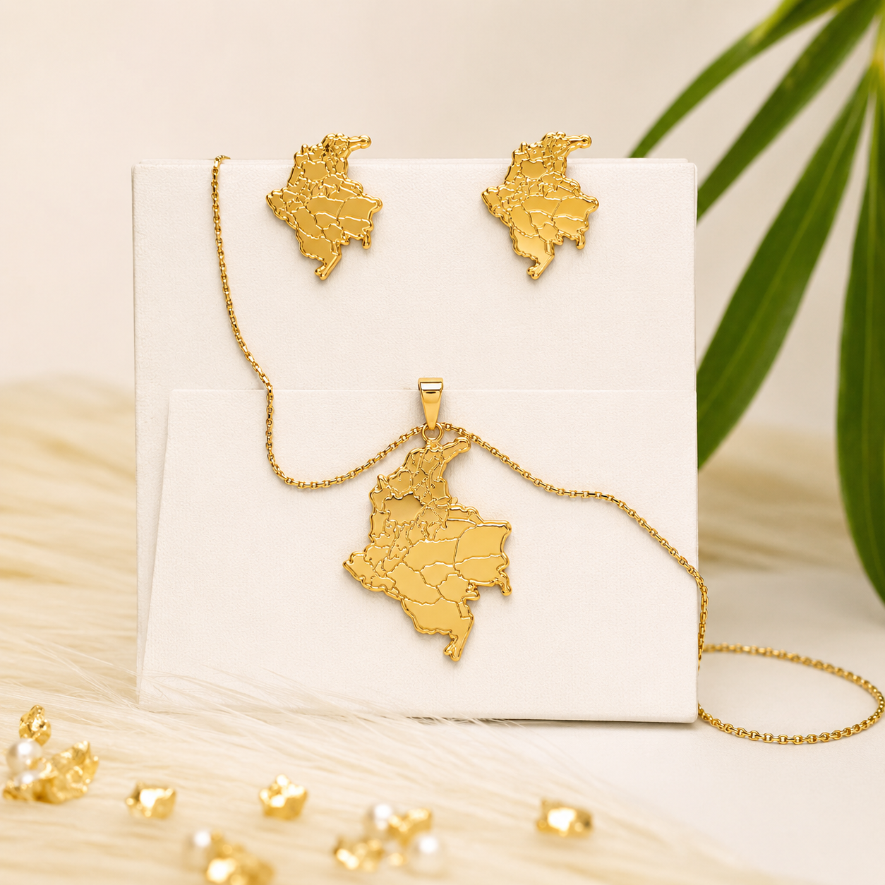 Set Mapa de Colombia Baño de Oro 18k 1